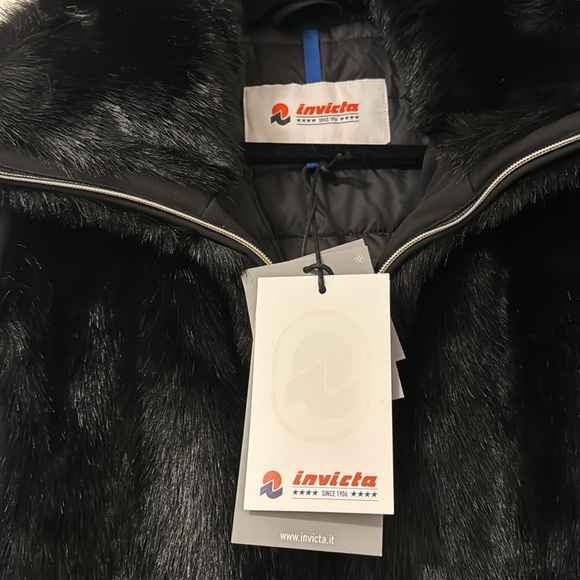 New With Tags Invicta Faux fur black Winter Jacket sz L - Picture 3 of 8